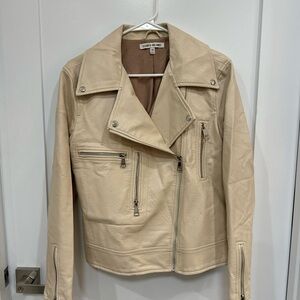 Elizabeth and James Cream Leather Moto Jacket